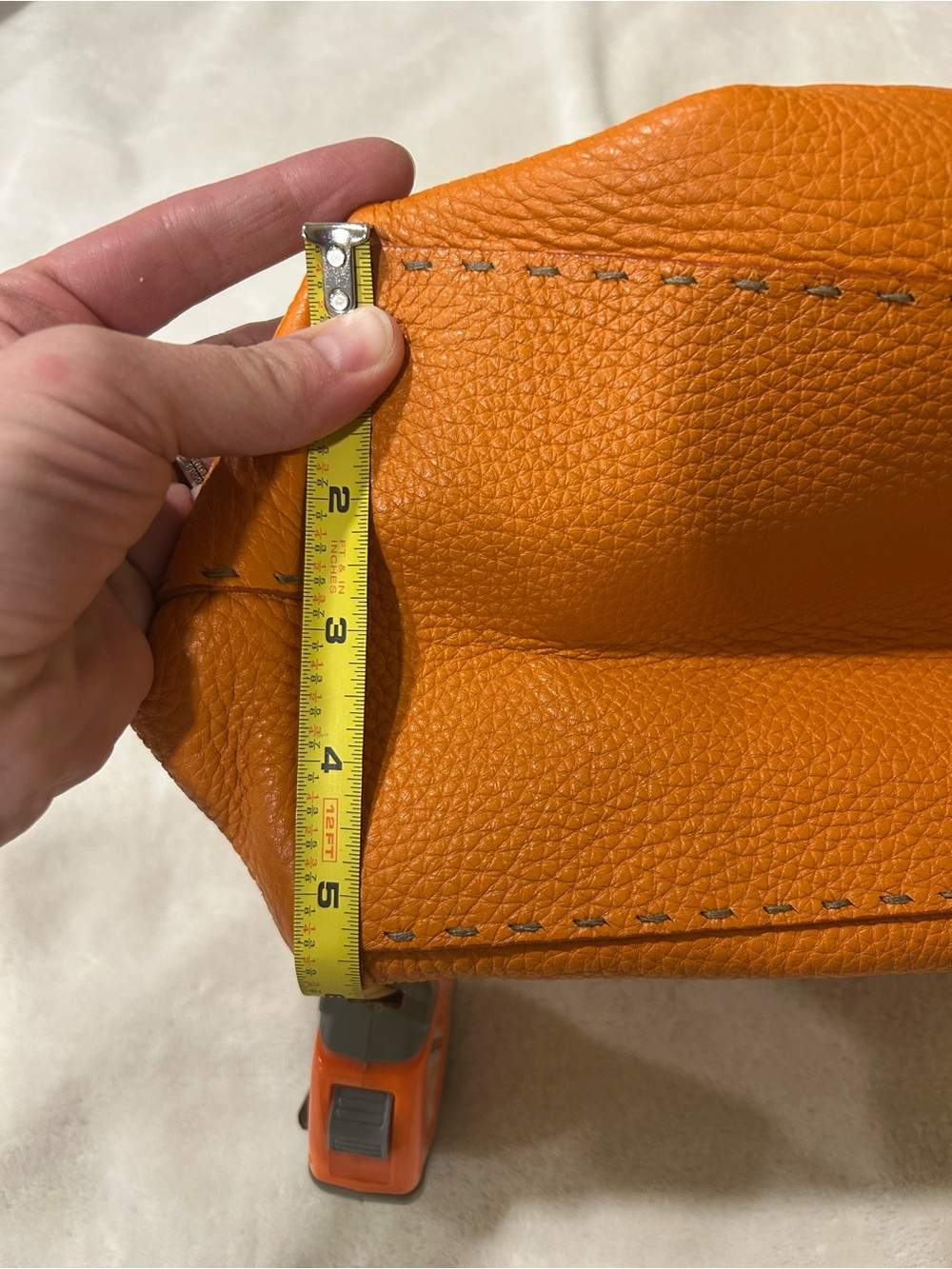 FENDI Orange Selleria Leather Villa Borghese Tote Handbag - Picture 14 of 16